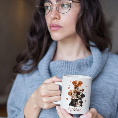 Adorable Puppy Custom Name Animal Accent | Customised Coffee Mug | 11 OZ