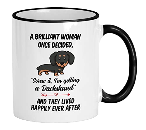 Daschund Gifts For Women Brilliant Woman Once | Ceramic Coffee Mug | 11 OZ
