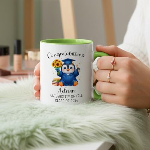 Graduation Penguin Accent Or Personalized | Customised Coffee Mug | 11 OZ