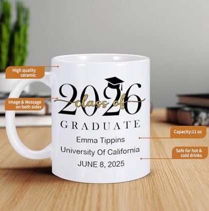 Personalized Graduation Gifts for Him Her | Customised Coffee Mug | 11 OZ