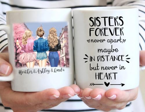 Personalized 3 Sisters Custom Sister Gift | Customised Coffee Mug | 11 OZ