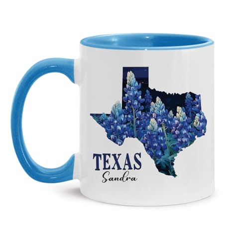Personalized Texas Custom Name Bluebonnet | Customised Coffee Mug | 11 OZ