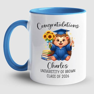 Hedgehog Graduation Accent Personalized | Customised Coffee Mug | 11 OZ