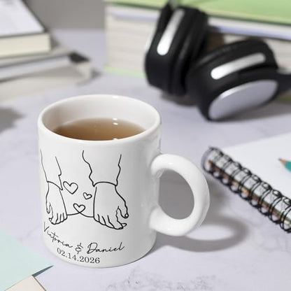 Personalized Couples Holding Hand Custom | Customised Coffee Mug | 11 OZ