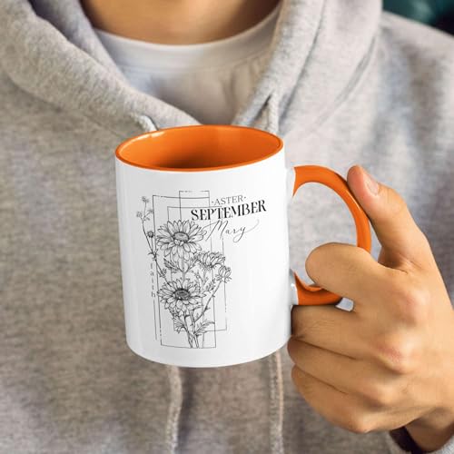 Personalized Name With Aster Design | Customised Coffee Mug | 11 OZ