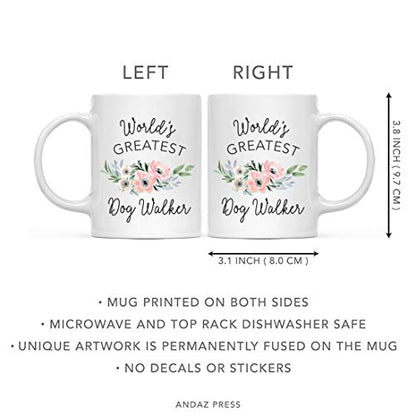 Gift for Women World s Greatest Dog Walker | Ceramic Coffee Mug | 11 OZ