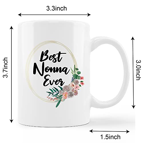 Best Nonna Ever Floral Grandma Milk Farmhouse | Ceramic Coffee Mug | 11 OZ