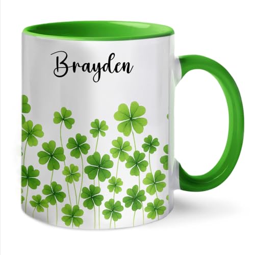 Personalized Name Gift For 4 Leaf Clover | Customised Coffee Mug | 11 OZ