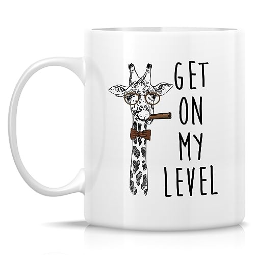 Funny Giraffe Gift Lover Get On My Level | Ceramic Coffee Mug | 11 OZ