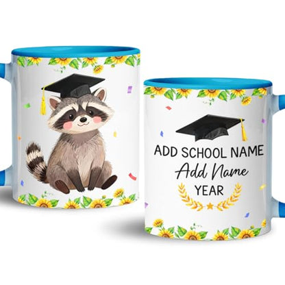 Customized Raccoon Graduation Personalized | Customised Coffee Mug | 11 OZ