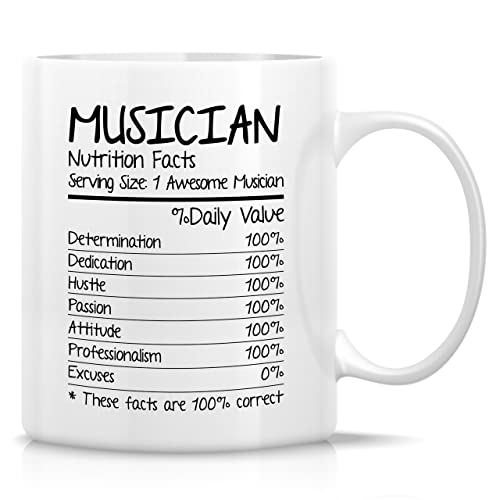 Funny Musician Nutrition Facts Music Life | Ceramic Coffee Mug | 11 OZ