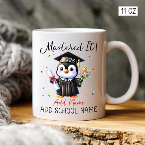 Personalized Penguin Graduate Gift for | Customised Coffee Mug | 11 OZ