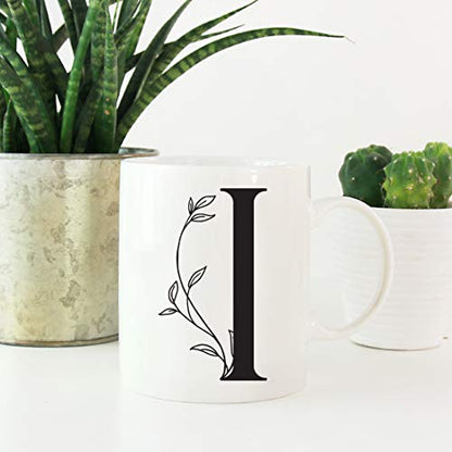 Gift Elegant Design Monogram Initial Letter I | Ceramic Coffee Mug | 11 OZ