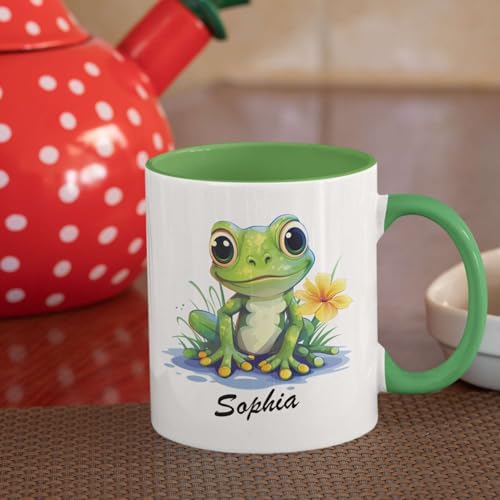 Cute Frog Personalized Name Animal | Customised Coffee Mug | 11 OZ