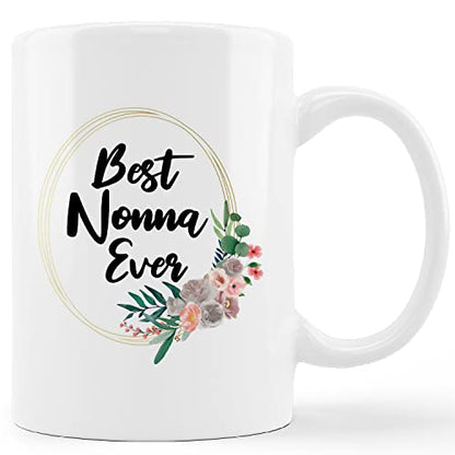 Best Nonna Ever Floral Grandma Milk Farmhouse | Ceramic Coffee Mug | 11 OZ