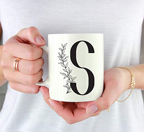 Gift Elegant Design Monogram Initial Letter S | Ceramic Coffee Mug | 11 OZ