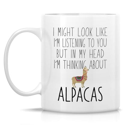 Funny Alpaca Lover Thinking About Alpacas or | Ceramic Coffee Mug | 11 OZ