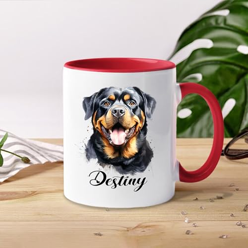 Custom Name Rottweiler Accent Personalized | Customised Coffee Mug | 11 OZ