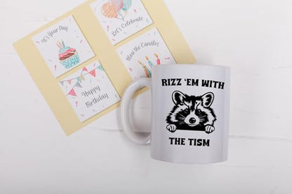 Gelid Rizz Em With The Tism Funny Raccoon Meme | Ceramic Coffee Mug | 11 OZ