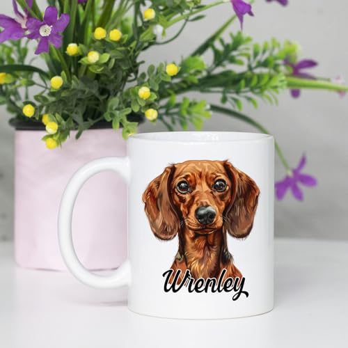 Personalized Brown Dachshund Customized | Customised Coffee Mug | 11 OZ