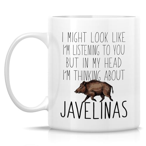 Funny Javelina Lover Thinking About Javelinas | Ceramic Coffee Mug | 11 OZ