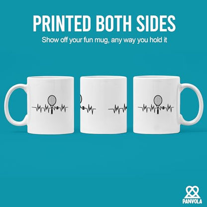 Tennis Heartbeat Sports Gifts For Men Women | Ceramic Coffee Mug | 11 OZ