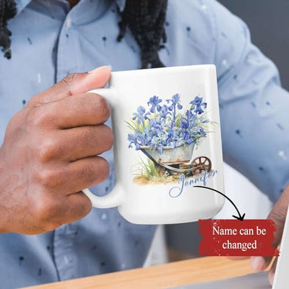Custom Iris Personalized Name On Porcelain | Customised Coffee Mug | 11 OZ