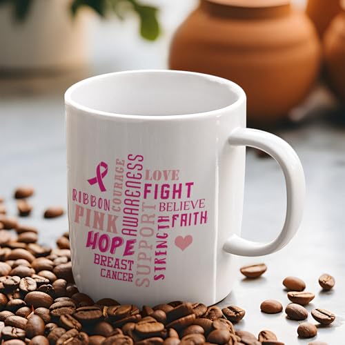 Veracco Breast Cancer Awareness Ribbon | Ceramic Coffee Mug | 11 OZ