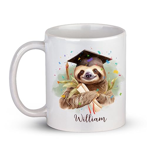 Personalized Sloth Graduation Custom Name | Customised Coffee Mug | 11 OZ