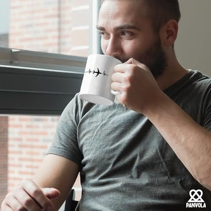 Airplane Heartbeat Pilot Gifts Aviation | Ceramic Coffee Mug | 11 OZ