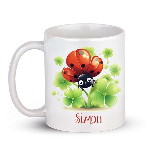 Personalized Adorable Ladybug And Four-Leaf | Customised Coffee Mug | 11 OZ
