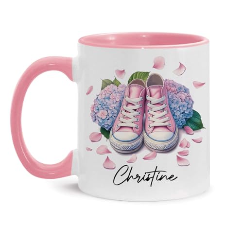 Hydrangea And Shoes Design Custom Name Gift | Customised Coffee Mug | 11 OZ