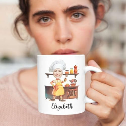 Personalized Name And Photo Face Chef | Customised Coffee Mug | 11 OZ