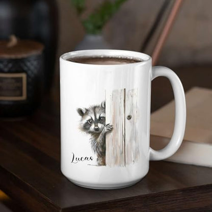 Personalized Raccoon Themed Accent | Customised Coffee Mug | 11 OZ