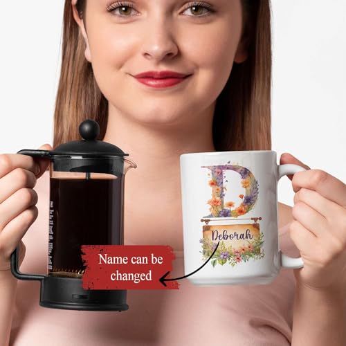 Great Custom Letter D With Flower Sign | Customised Coffee Mug | 11 OZ