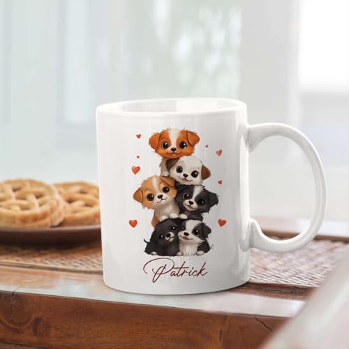 Adorable Puppy Custom Name Animal Accent | Customised Coffee Mug | 11 OZ