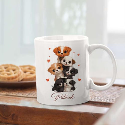 Adorable Puppy Custom Name Animal Accent | Customised Coffee Mug | 11 OZ