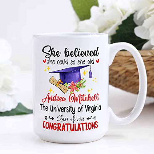 She Believed Could So Did Congratulations | Customised Coffee Mug | 11 OZ