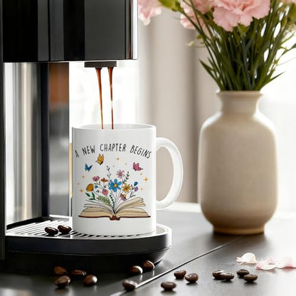 A New Chapter Begins for Women Funny Floral | Ceramic Coffee Mug | 11 OZ