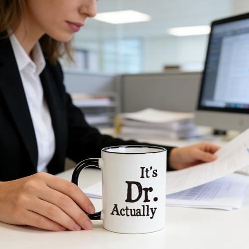 Funny Doctor Gifts It s Dr Actually for PhD | Ceramic Coffee Mug | 11 OZ