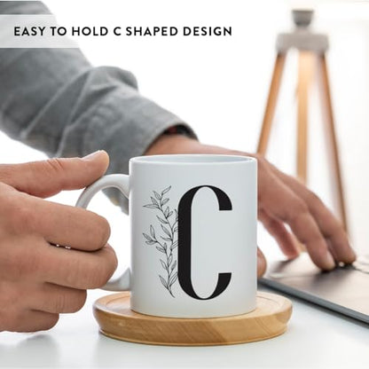 Gift Elegant Design Monogram Initial Letter C | Ceramic Coffee Mug | 11 OZ