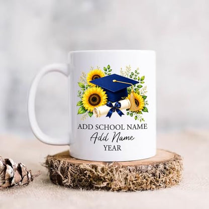 Graduation Cap Accent with Custom Name | Customised Coffee Mug | 11 OZ
