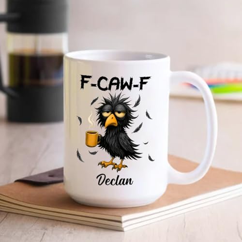 Caw-F Raven Sarcastic Accent Humorous | Customised Coffee Mug | 11 OZ
