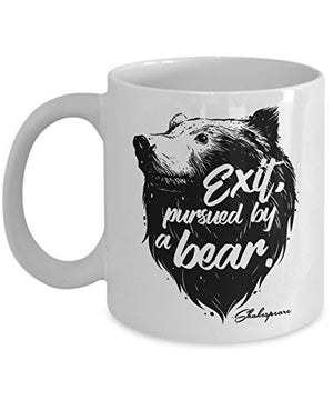 Exit Pursued By Bear Funny Shakespeare Script | Ceramic Coffee Mug | 11 OZ