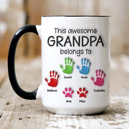 This Grandpa Dad Belongs To Kids Custom | Customised Coffee Mug | 11 OZ