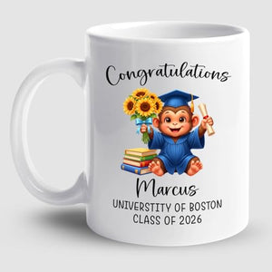 Monkey Graduation Personalized | Customised Coffee Mug | 11 OZ