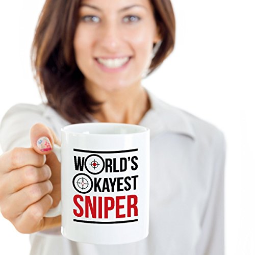 Worlds Okayest Sniper Funny Airsoft Gag | Ceramic Coffee Mug | 11 OZ