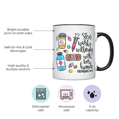 Pharmacist for Women Proverbs 21 13 Pharmacy | Ceramic Coffee Mug | 11 OZ