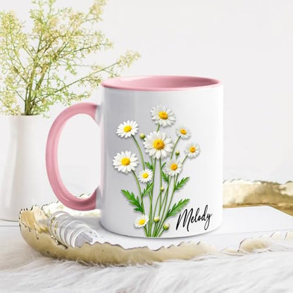 Personalized Daisy Floral Awesome Blossom | Customised Coffee Mug | 11 OZ
