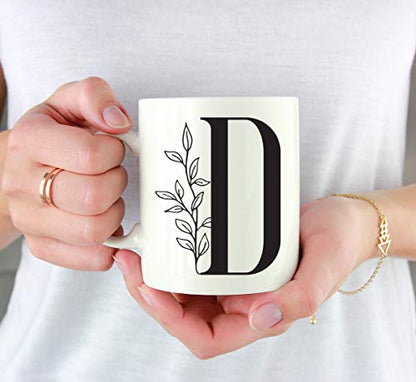 Gift Elegant Design Monogram Initial Letter D | Ceramic Coffee Mug | 11 OZ